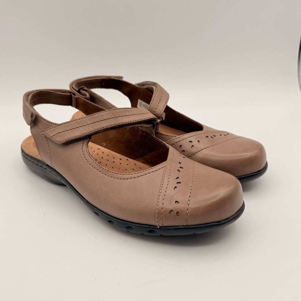 Rockport Cobb Hill Penfield Mary Jane Slingback Leather Shoes Taupe Size 9.5 - Picture 2 of 13